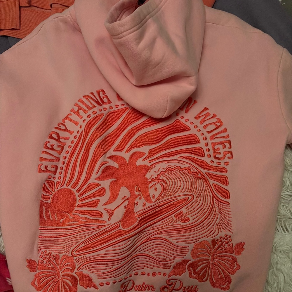 Pink Palm Puff Hoodie
